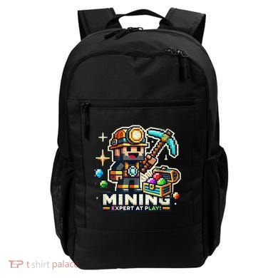 Mining Expert At Play! Pixelated Miner Backpack