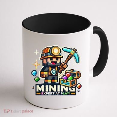 Mining Expert At Play! Pixelated Miner Coffee Mug back