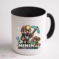 Mining Expert At Play! Pixelated Miner Coffee Mug thumb 1