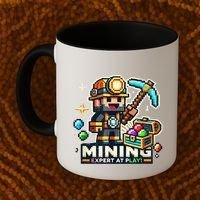 Mining Expert At Play! Pixelated Miner Coffee Mug thumb 2