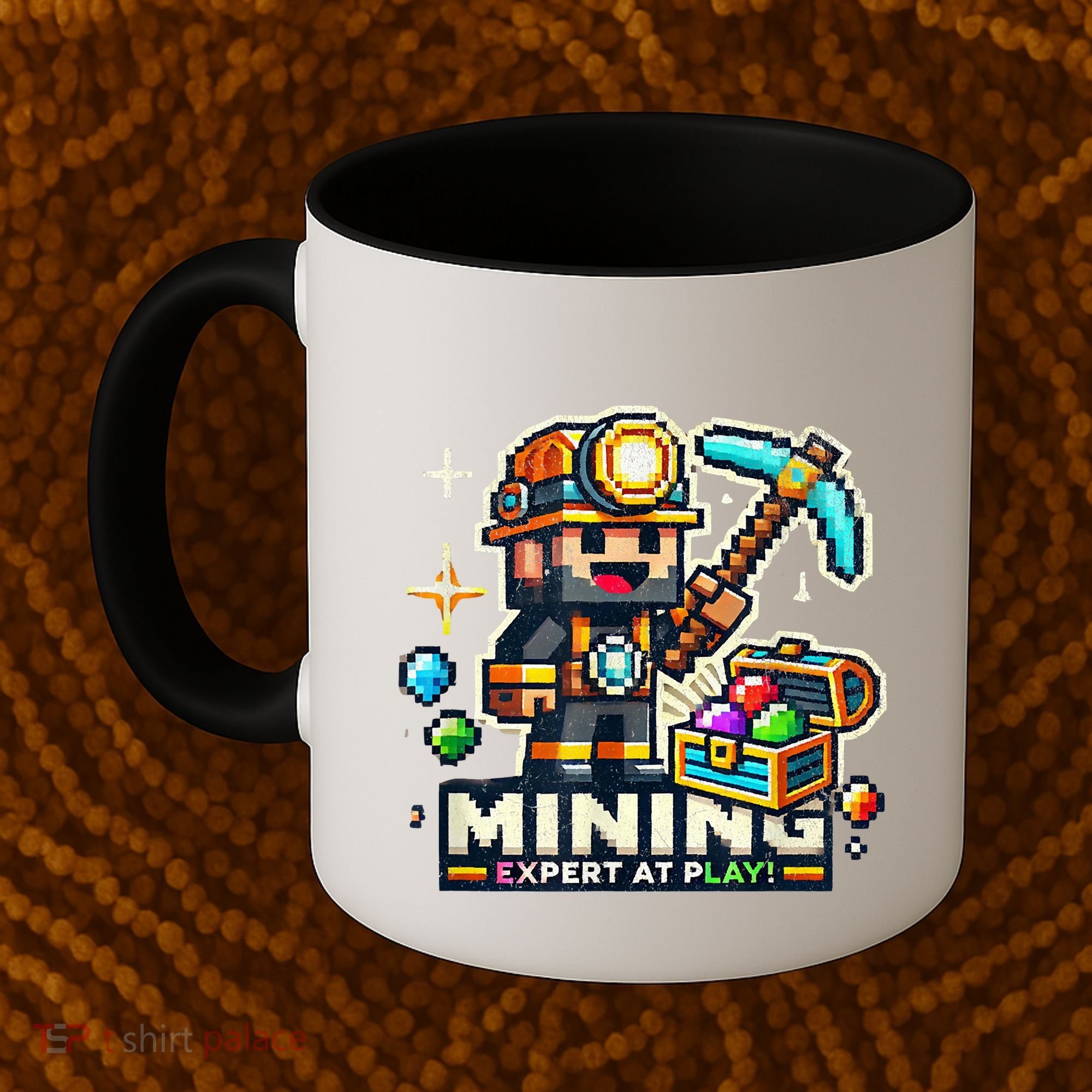 Mining Expert At Play! Pixelated Miner Coffee Mug