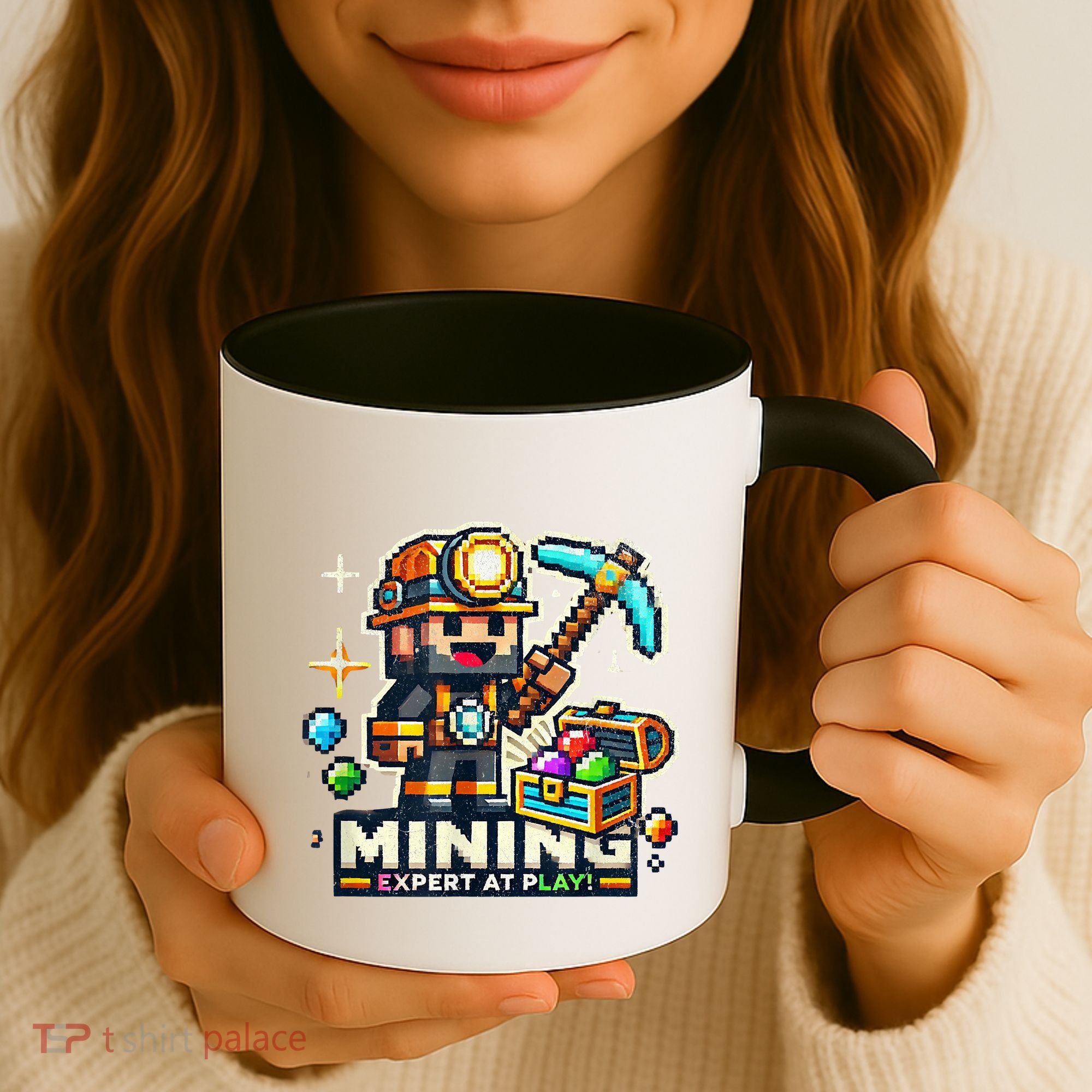 Mining Expert At Play! Pixelated Miner Coffee Mug