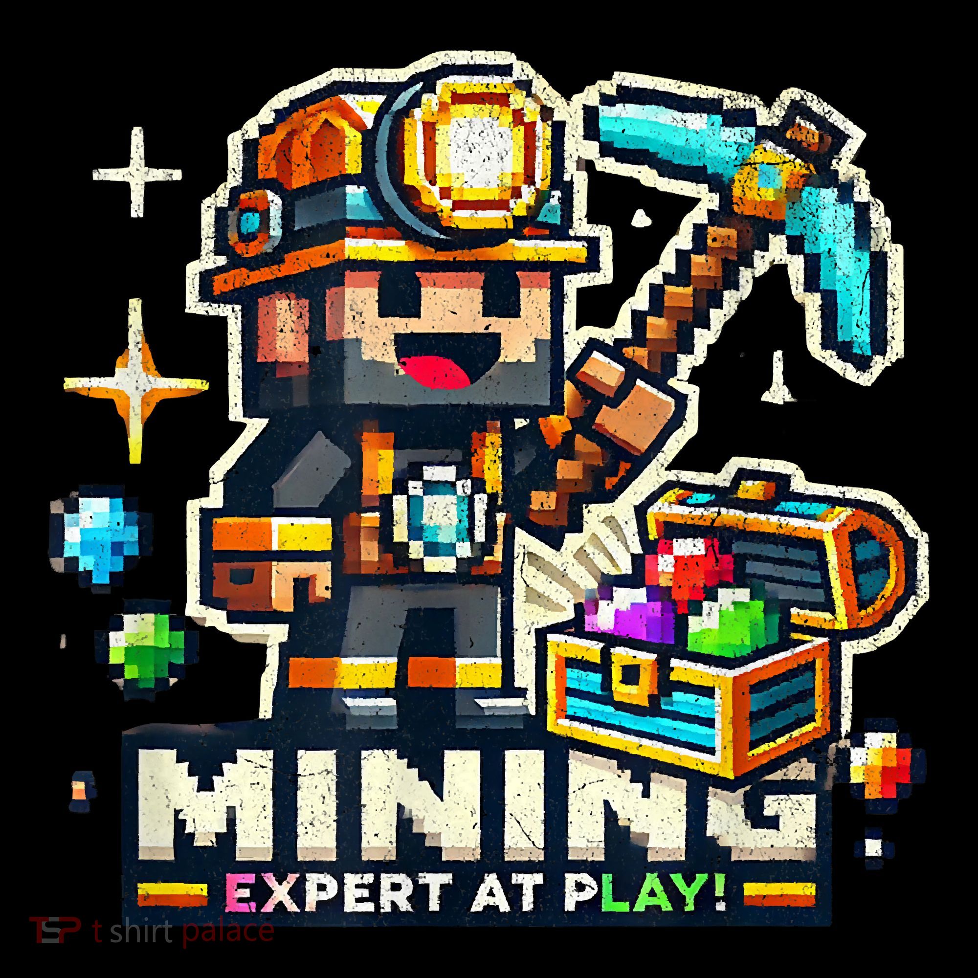 Mining Expert At Play! Pixelated Miner Ornament