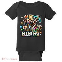 Mining Expert At Play! Pixelated Miner Baby Bodysuit thumb 0