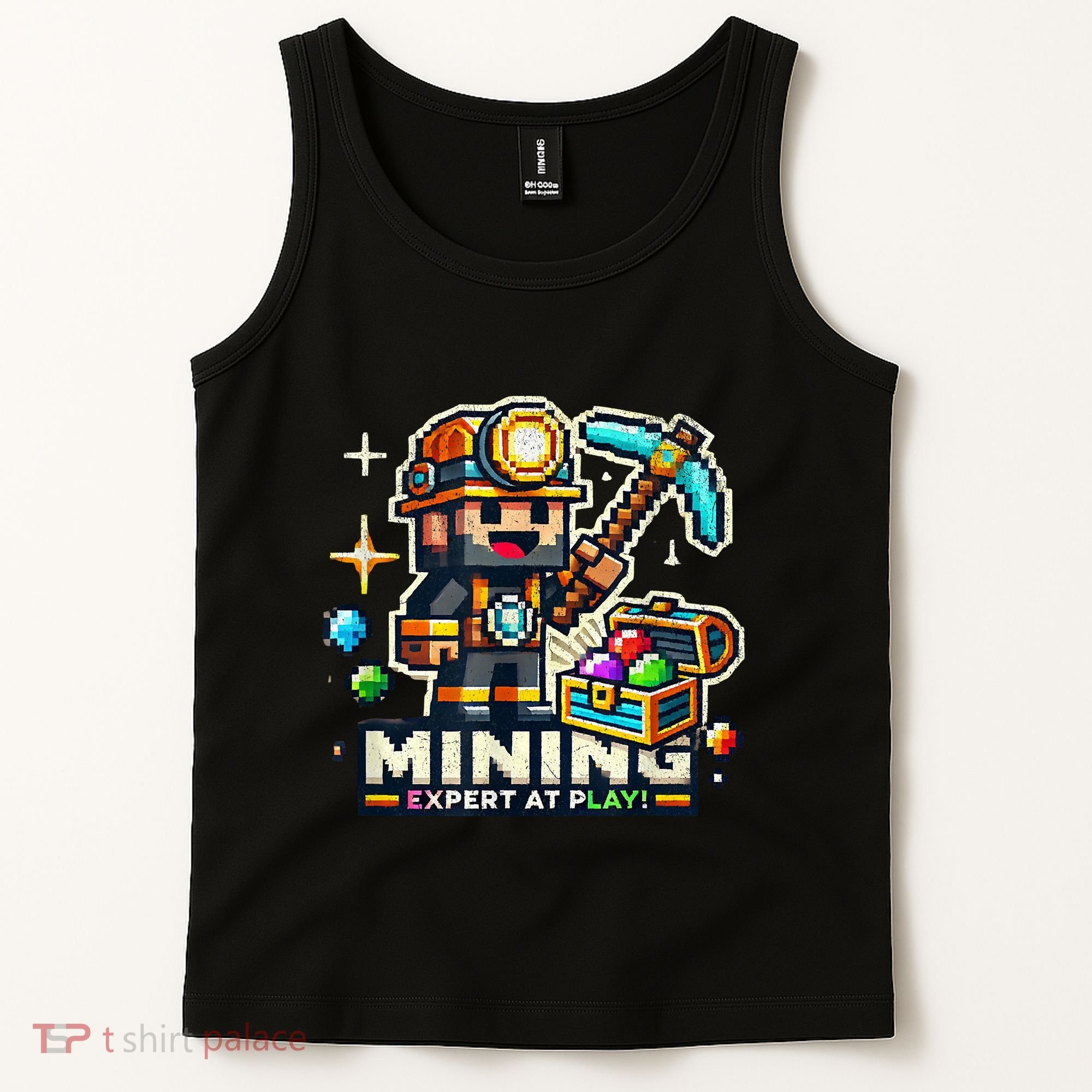 Mining Expert At Play! Pixelated Miner Tank Top
