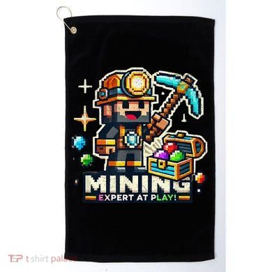 Mining Expert At Play! Pixelated Miner Golf Towel