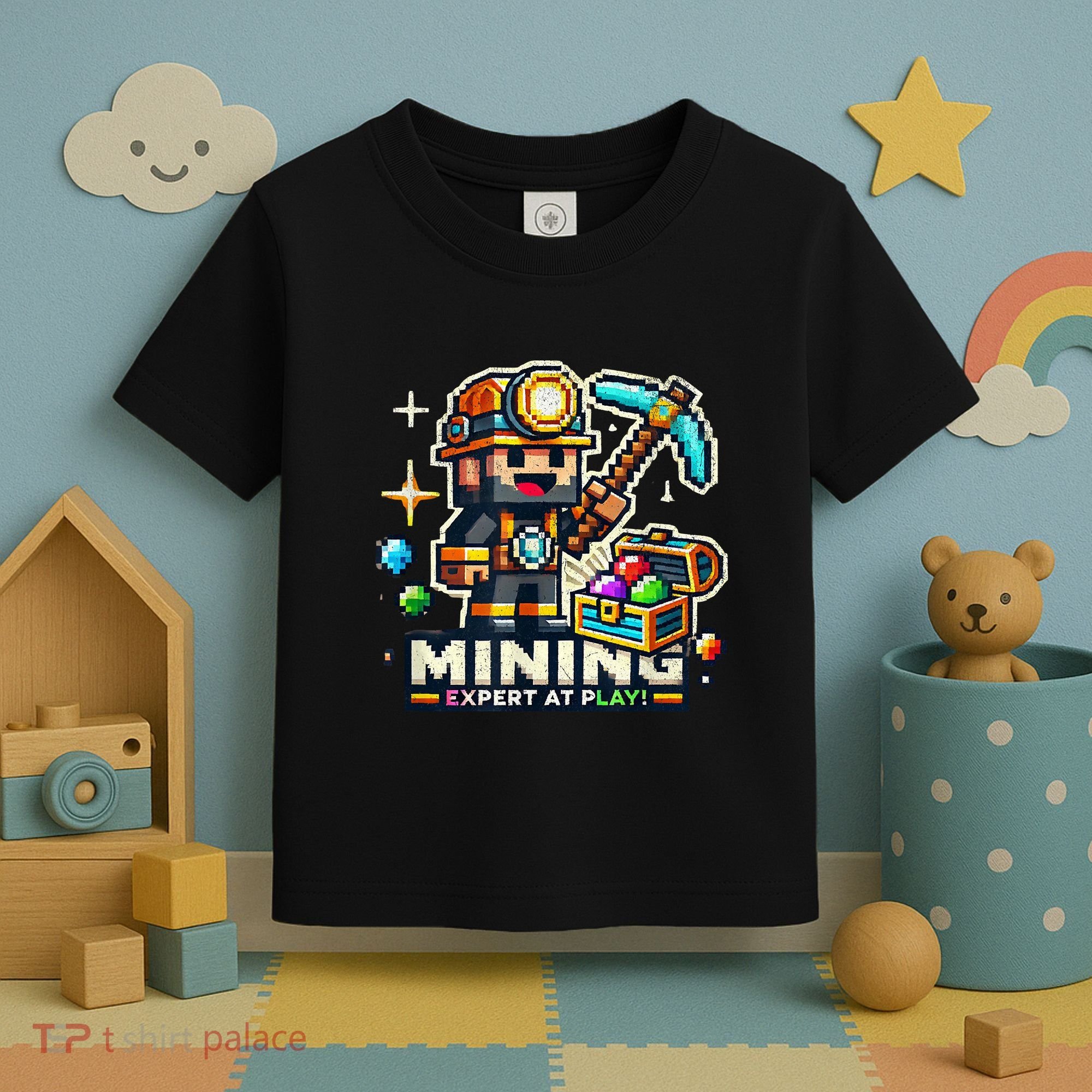 Mining Expert At Play! Pixelated Miner Toddler T-Shirt