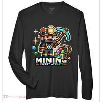 Mining Expert At Play! Pixelated Miner Zone Performance Long-Sleeve T-Shirt thumb 0