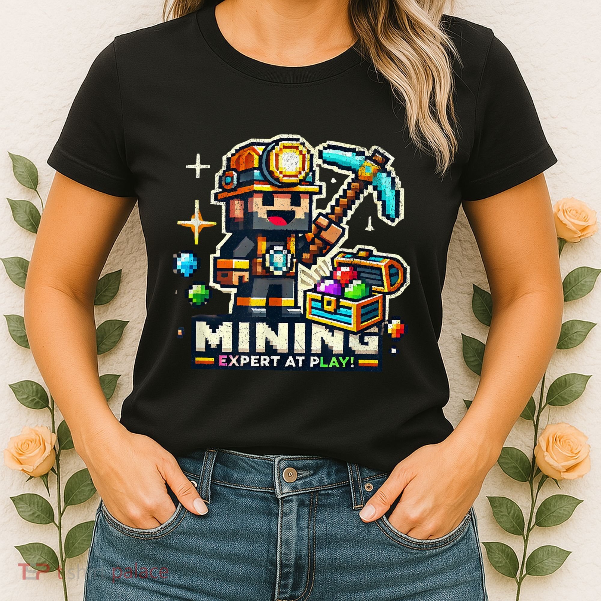 Mining Expert At Play! Pixelated Miner Women's T-Shirt