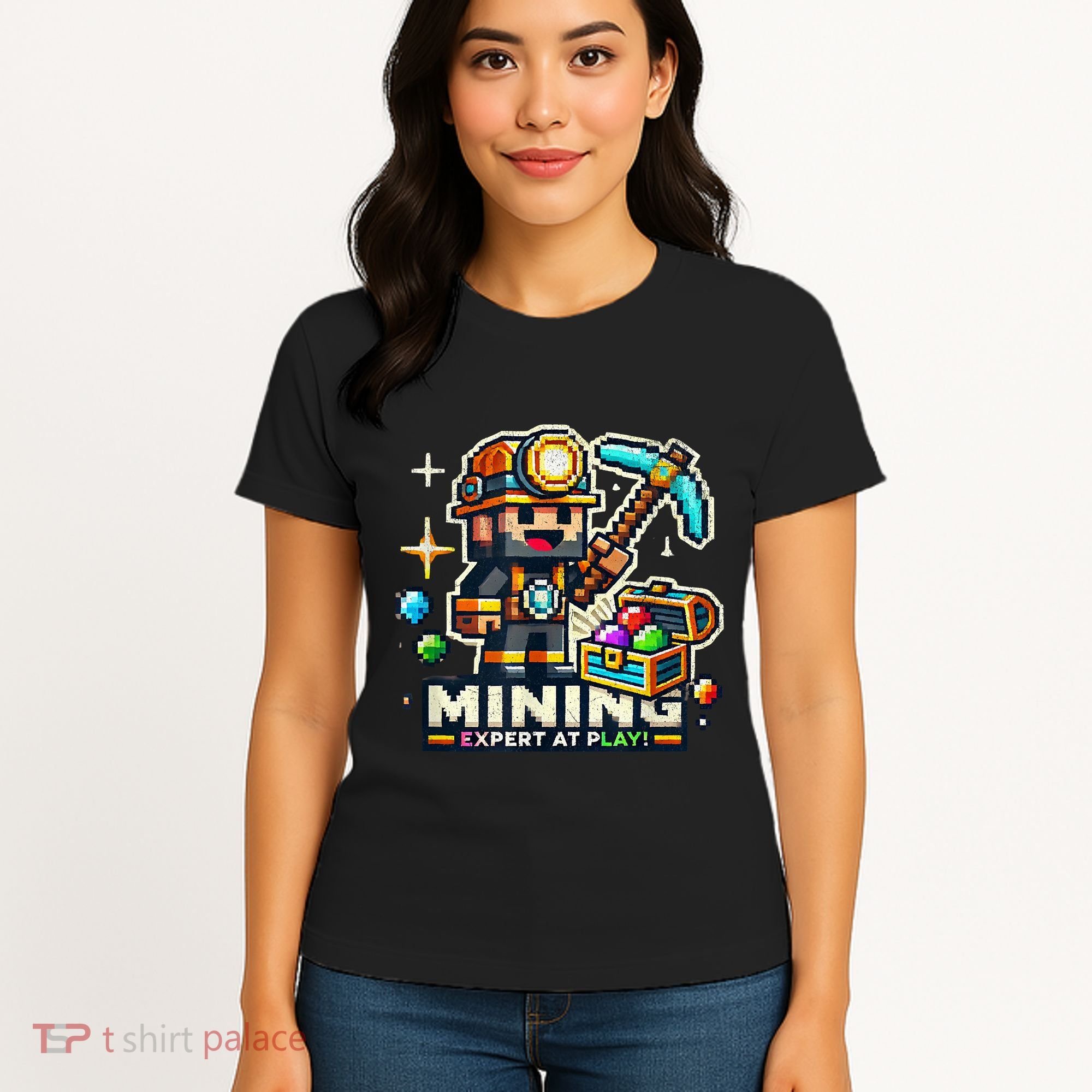 Mining Expert At Play! Pixelated Miner Women's T-Shirt