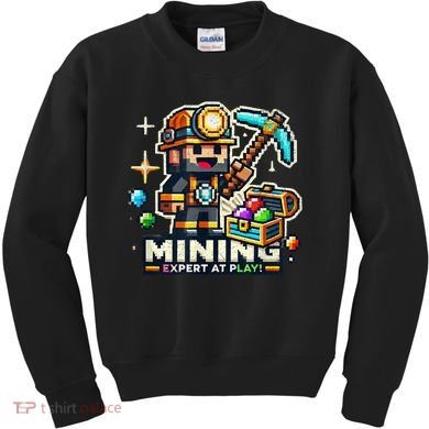 Mining Expert At Play! Pixelated Miner Kids Sweatshirt