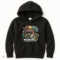 Mining Expert At Play! Pixelated Miner Kids Hoodie thumb 0