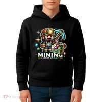 Mining Expert At Play! Pixelated Miner Kids Hoodie thumb 4