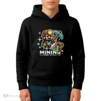 Mining Expert At Play! Pixelated Miner Kids Hoodie thumb 4