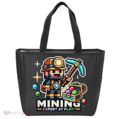 Mining Expert At Play! Pixelated Miner Tote Bag