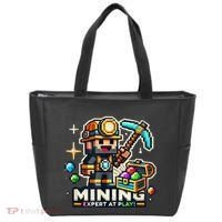 Mining Expert At Play! Pixelated Miner Tote Bag thumb 0