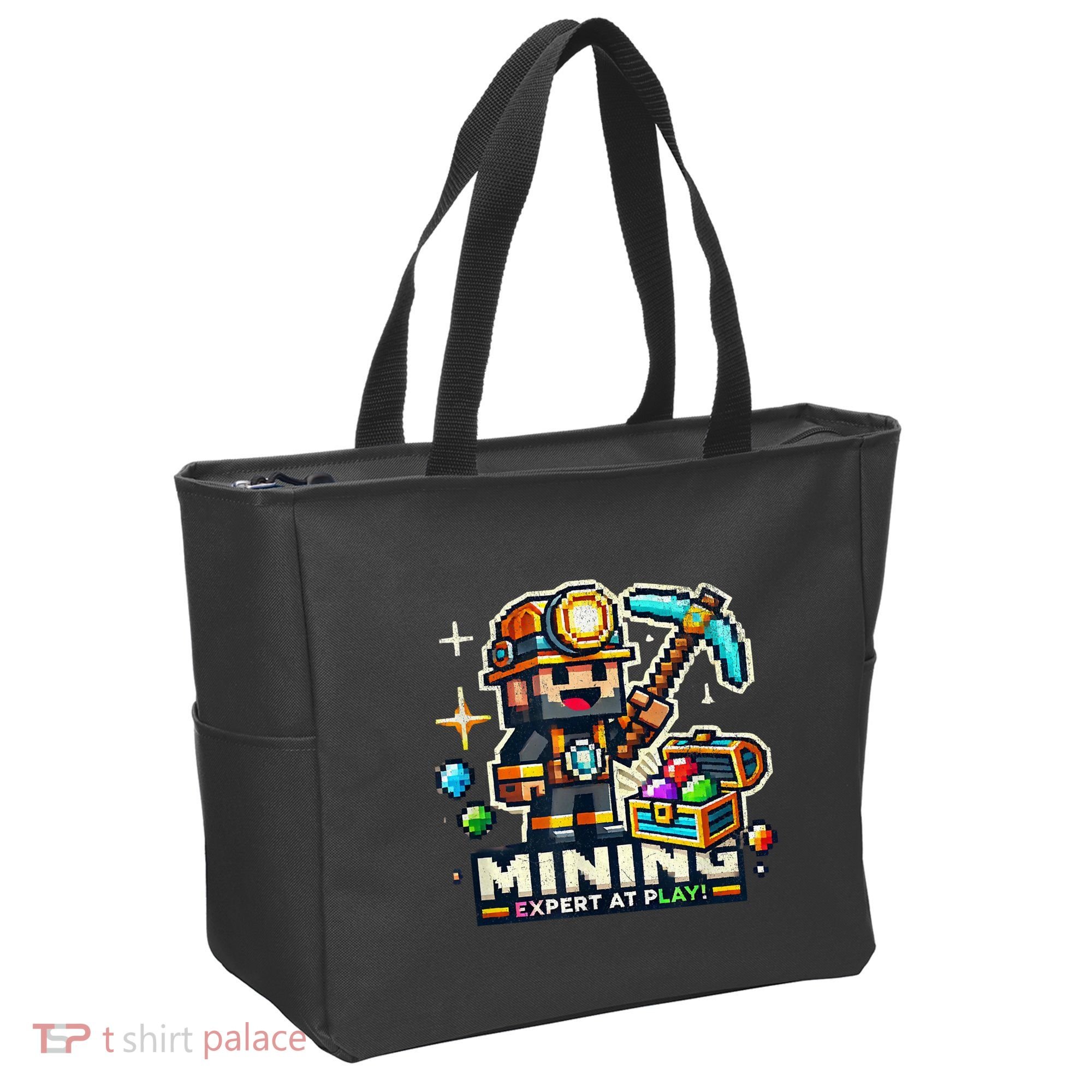 Mining Expert At Play! Pixelated Miner Tote Bag