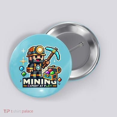 Mining Expert At Play! Pixelated Miner Button