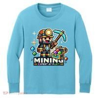 Mining Expert At Play! Pixelated Miner Kids Long Sleeve Shirt thumb 0