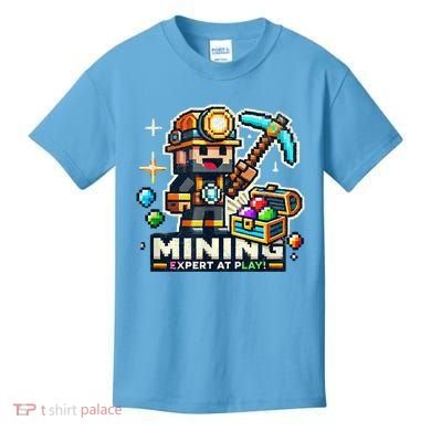 Mining Expert At Play! Pixelated Miner Kids T-Shirt