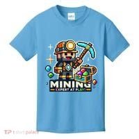 Mining Expert At Play! Pixelated Miner Kids T-Shirt thumb 0