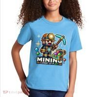 Mining Expert At Play! Pixelated Miner Kids T-Shirt thumb 2