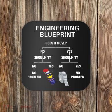 My Engineering Blueprint Funny Engineer TShirt Coaster