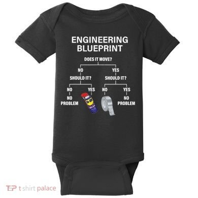 My Engineering Blueprint Funny Engineer TShirt Baby Bodysuit
