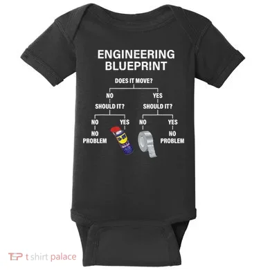 My Engineering Blueprint Funny Engineer TShirt Baby Bodysuit