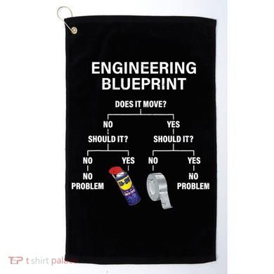 My Engineering Blueprint Funny Engineer TShirt Golf Towel