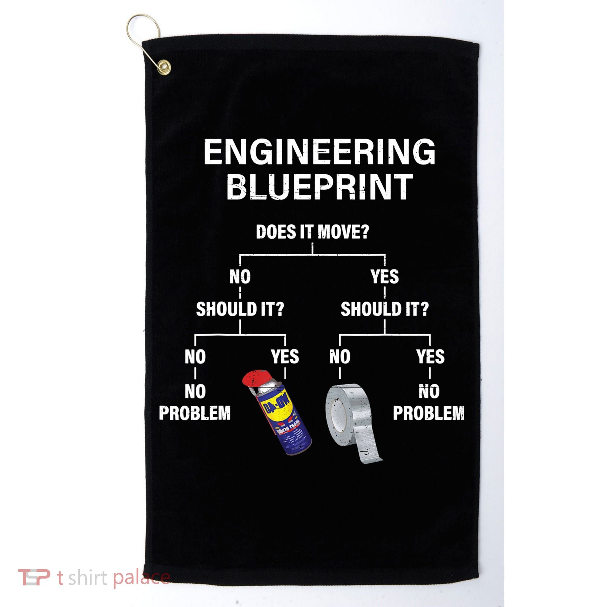 My Engineering Blueprint Funny Engineer TShirt Golf Towel