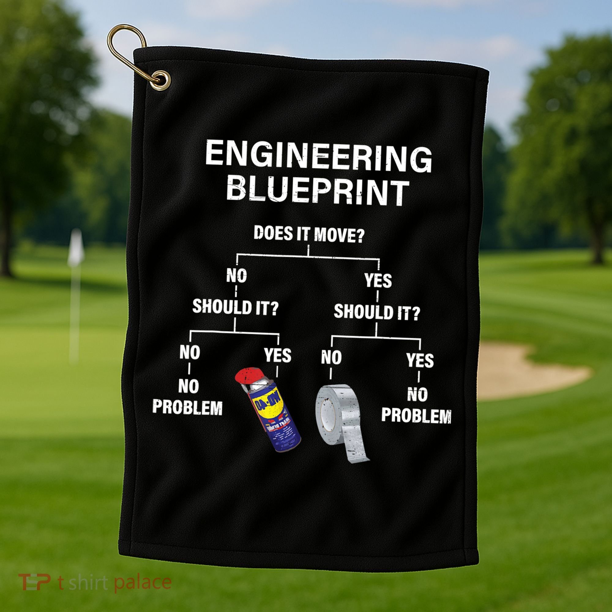 My Engineering Blueprint Funny Engineer TShirt Golf Towel