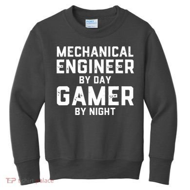 Mechanical Engineer By Day Gamer By Night Meme For Engineers Kids Sweatshirt