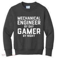 Mechanical Engineer By Day Gamer By Night Meme For Engineers Kids Sweatshirt thumb 0