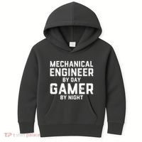 Mechanical Engineer By Day Gamer By Night Meme For Engineers Kids Hoodie thumb 0