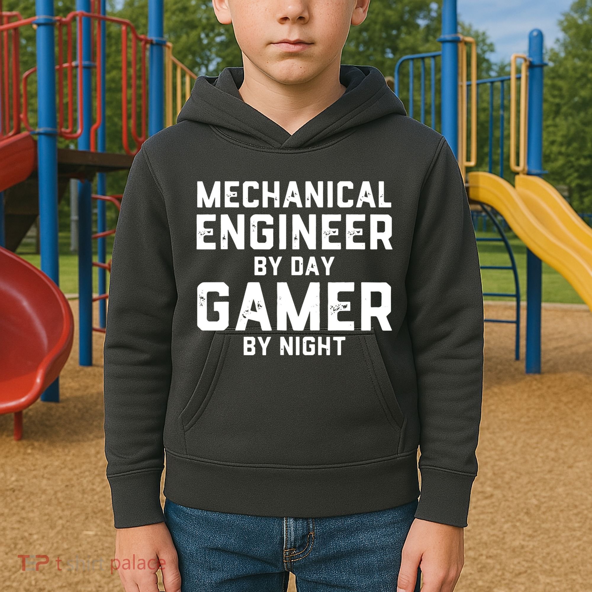 Mechanical Engineer By Day Gamer By Night Meme For Engineers Kids Hoodie