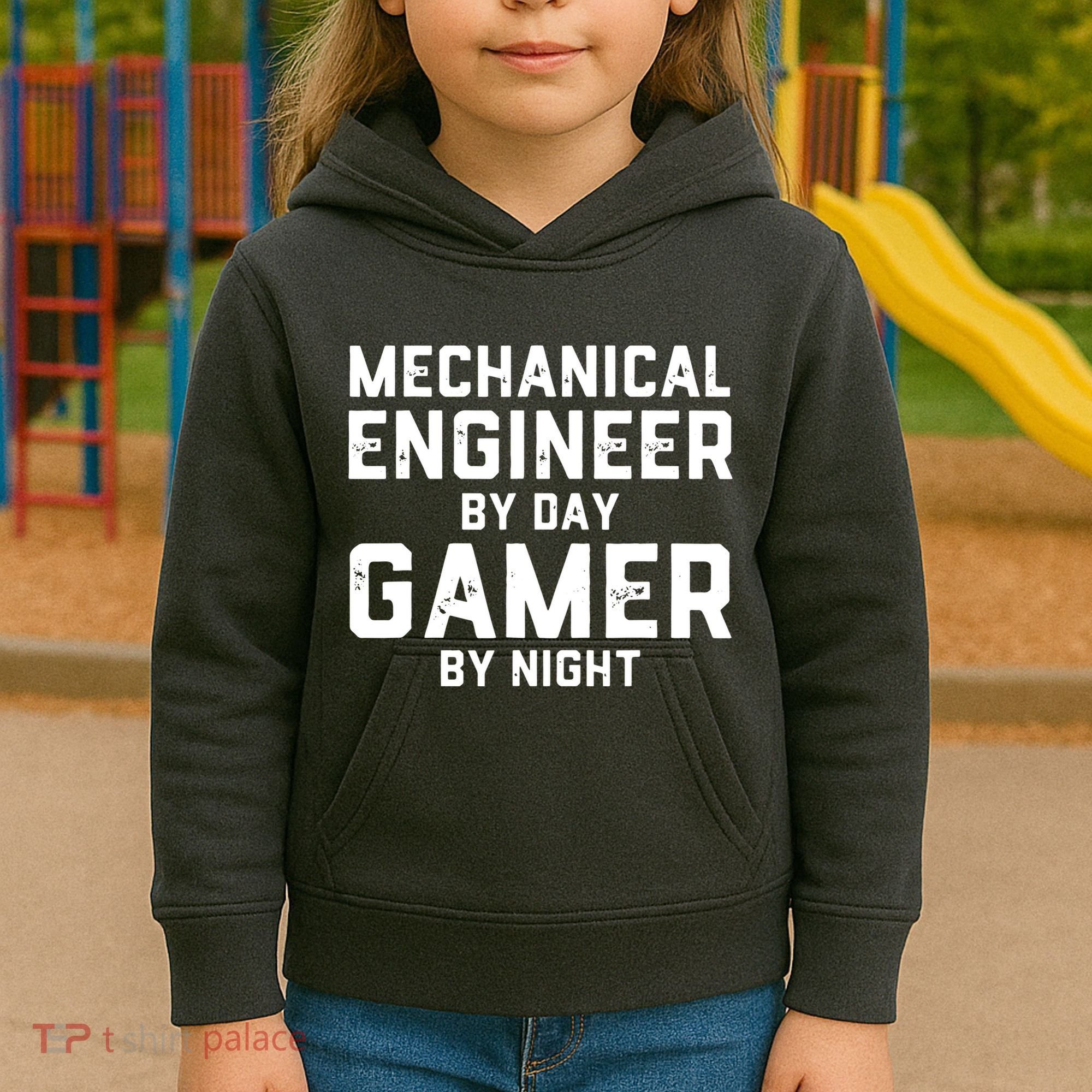 Mechanical Engineer By Day Gamer By Night Meme For Engineers Kids Hoodie