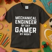 Mechanical Engineer By Day Gamer By Night Meme For Engineers Kids T-Shirt thumb 3