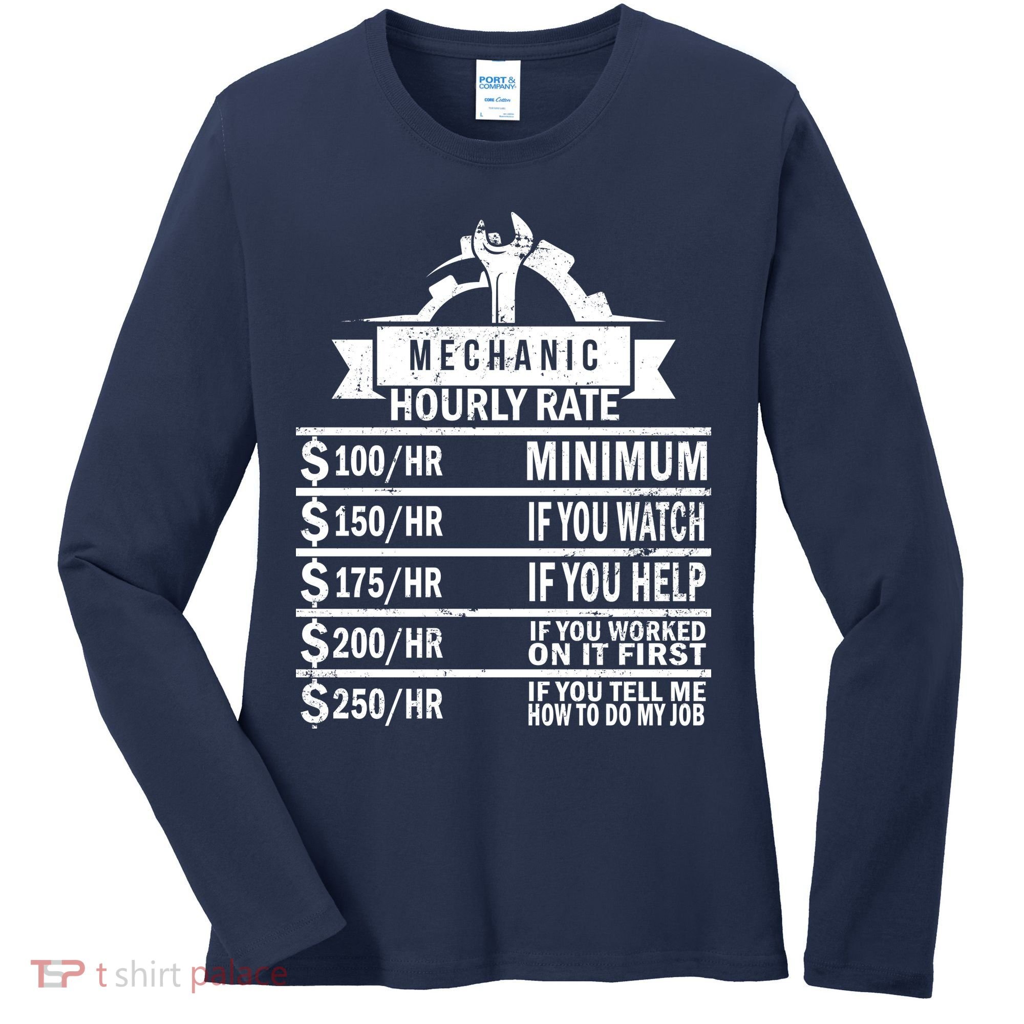 Mechanic Hourly Rate Women's Long Sleeve Shirt