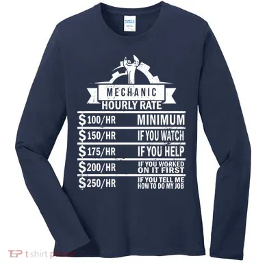 Mechanic Hourly Rate Women's Long Sleeve Shirt