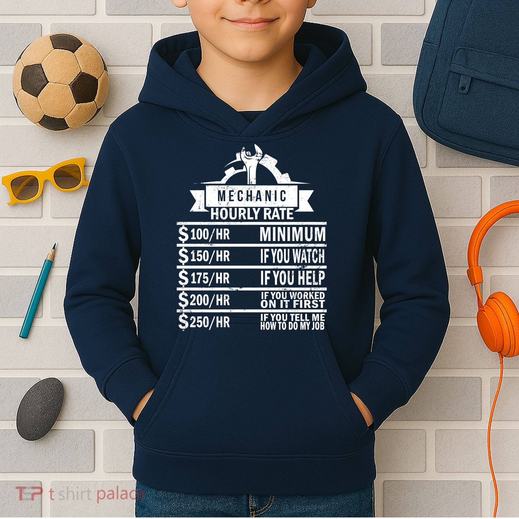 Mechanic Hourly Rate Kids Hoodie