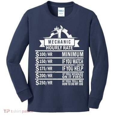 Mechanic Hourly Rate Kids Long Sleeve Shirt
