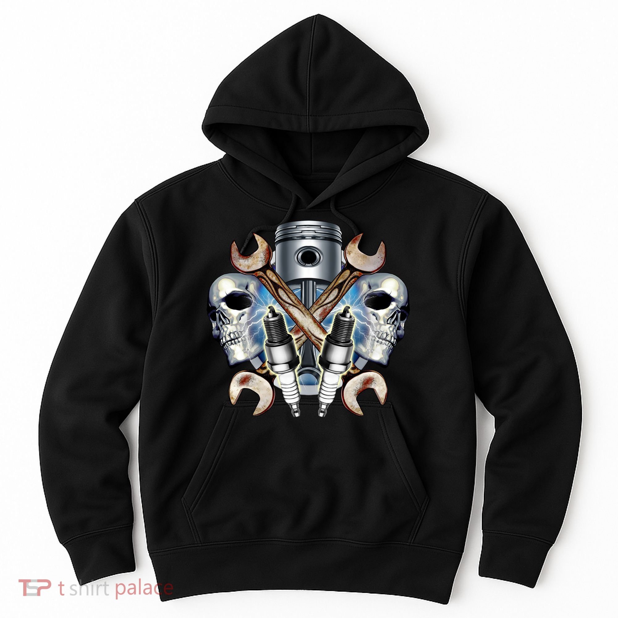 Mechanic Skulls With Wrench & Spark Plugs Hoodie