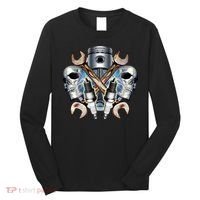 Mechanic Skulls With Wrench & Spark Plugs Long Sleeve Shirt thumb 0