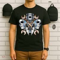 Mechanic Skulls With Wrench & Spark Plugs T-Shirt thumb 6