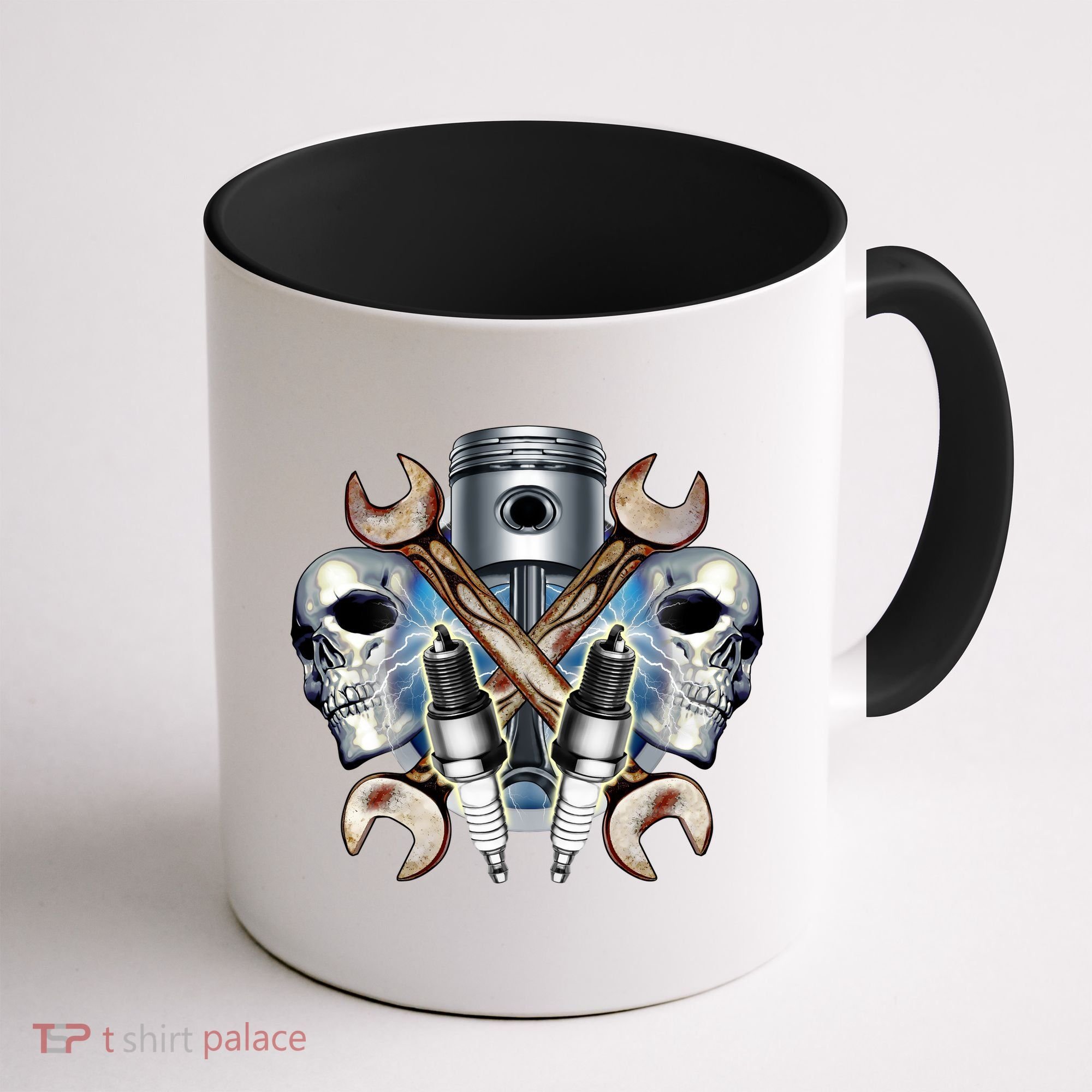 Mechanic Skulls With Wrench & Spark Plugs Coffee Mug