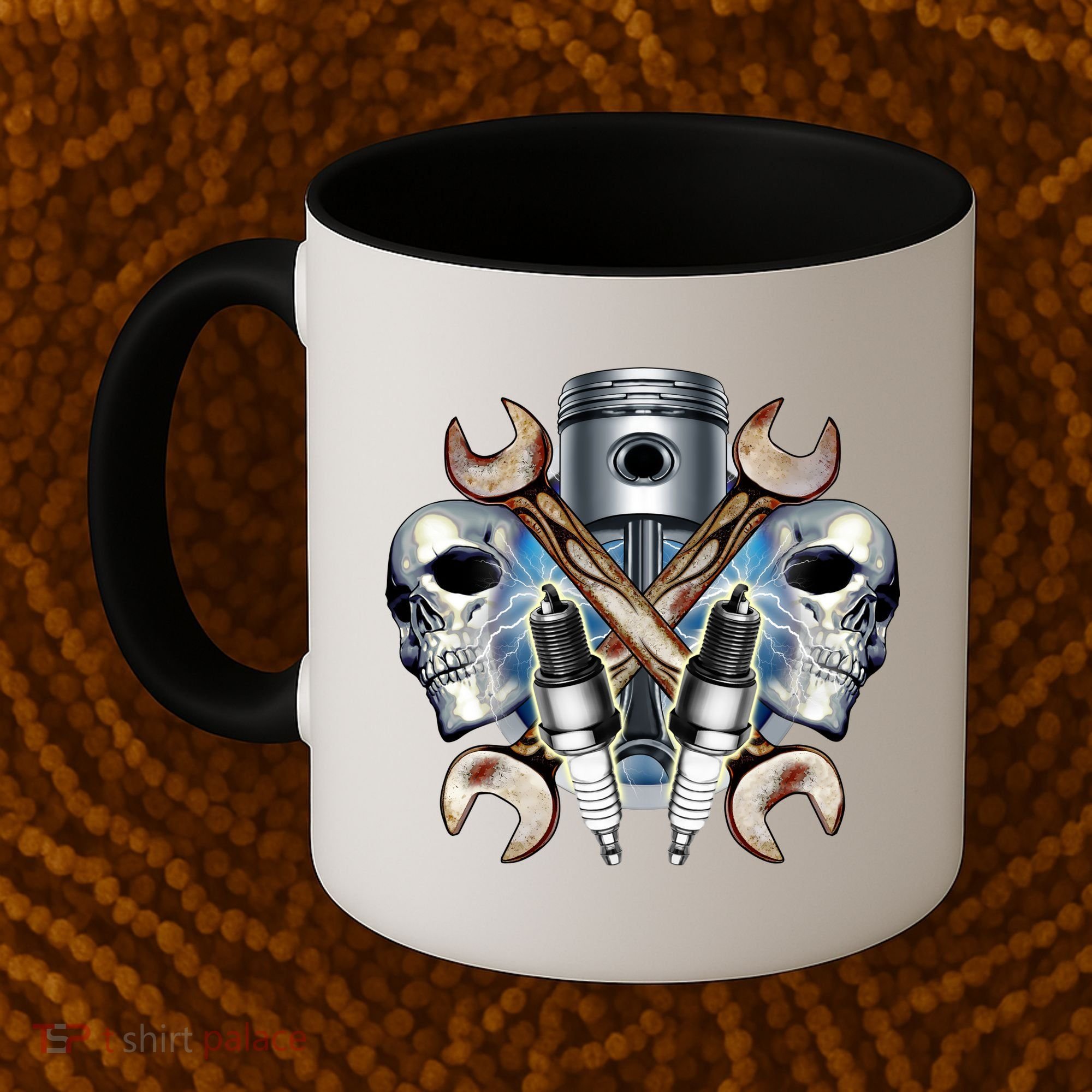 Mechanic Skulls With Wrench & Spark Plugs Coffee Mug