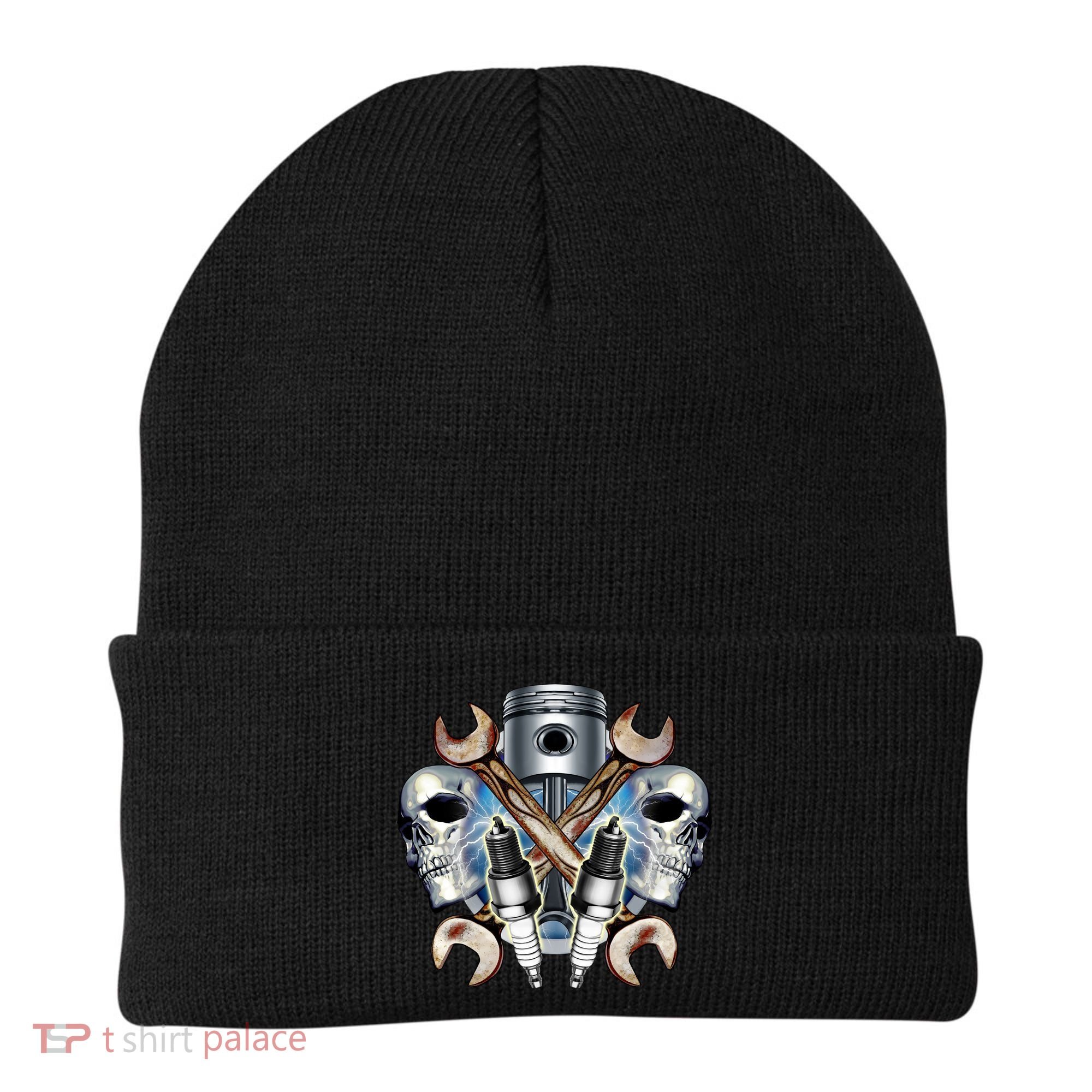 Mechanic Skulls With Wrench & Spark Plugs Beanie