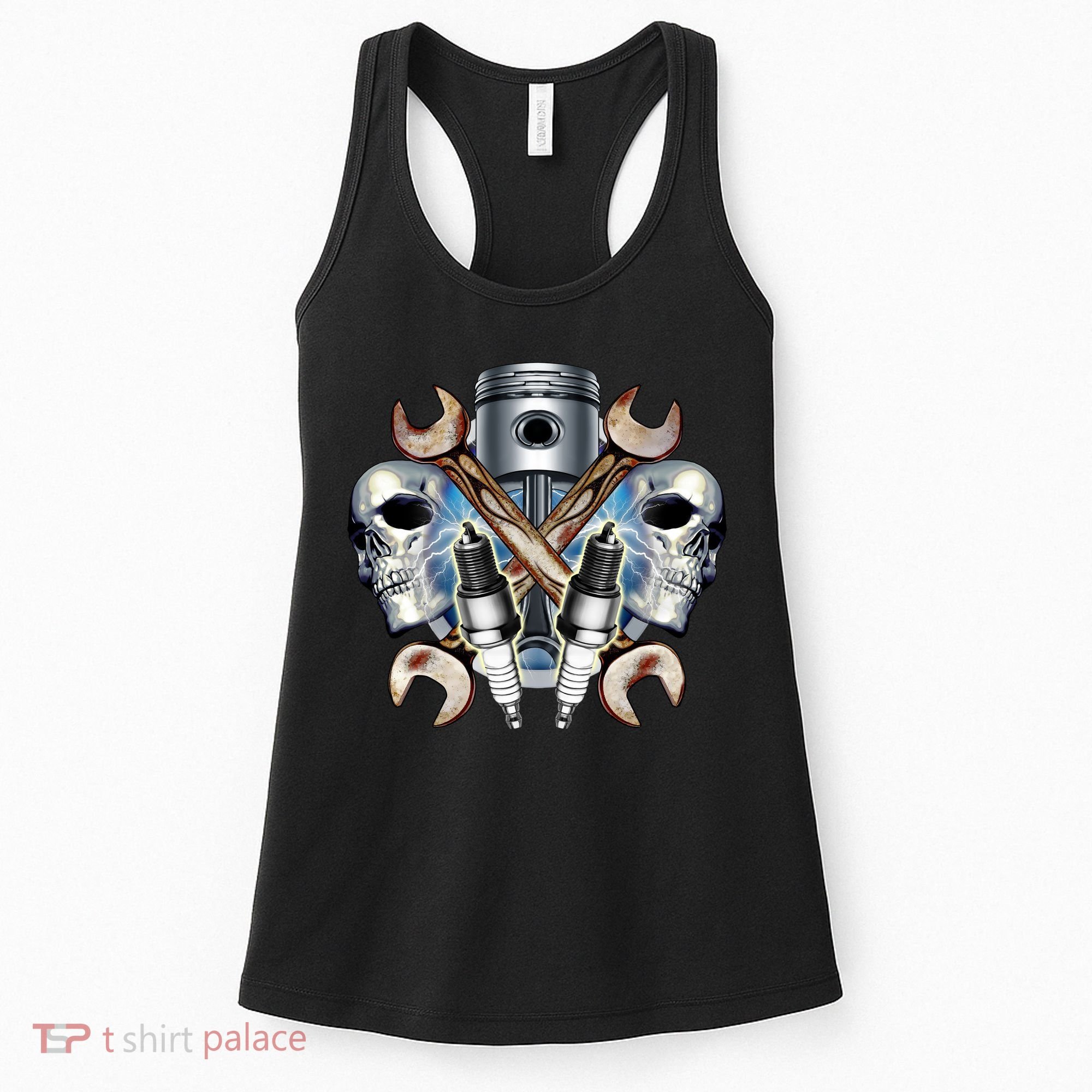 Mechanic Skulls With Wrench & Spark Plugs Women's Tank Top