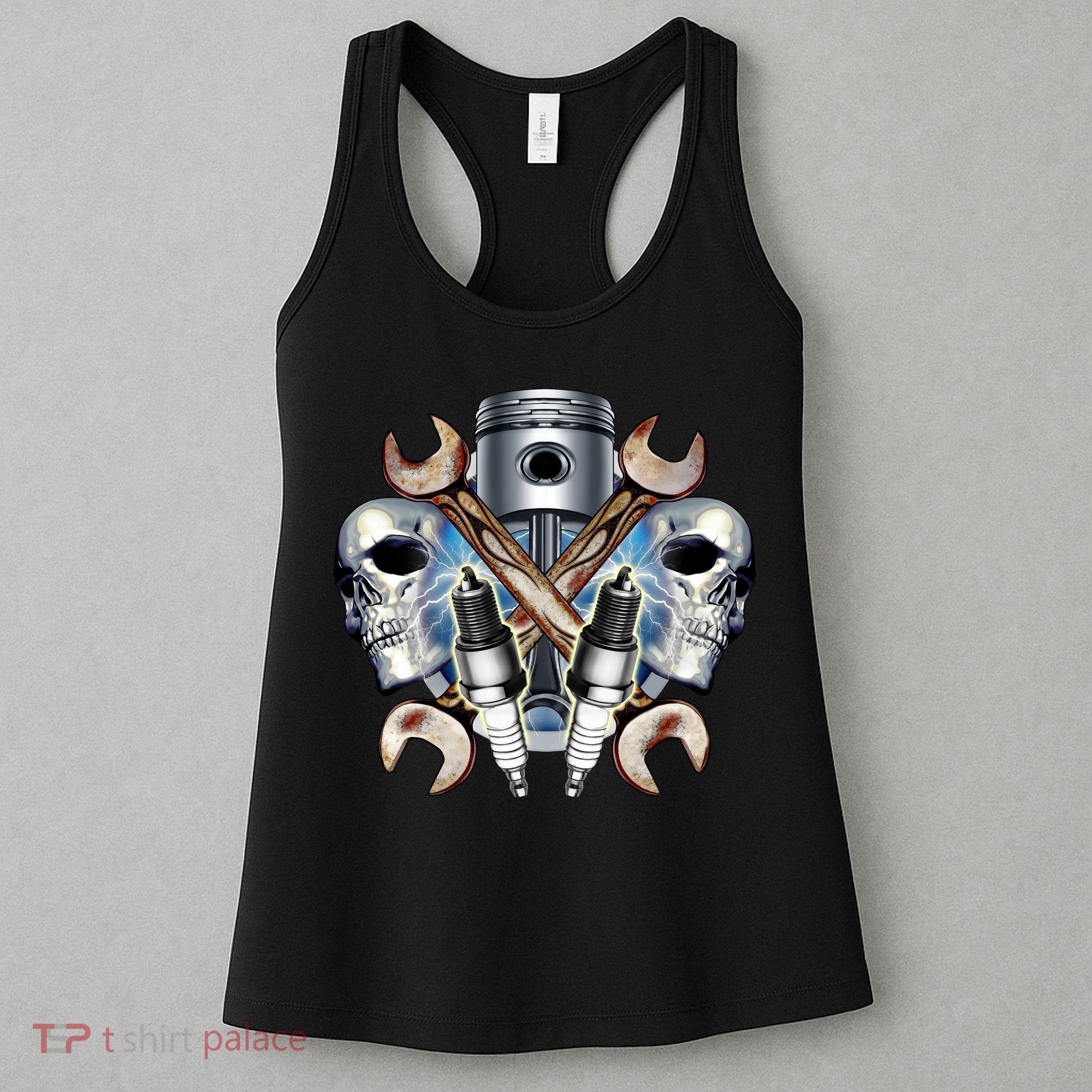 Mechanic Skulls With Wrench & Spark Plugs Women's Tank Top